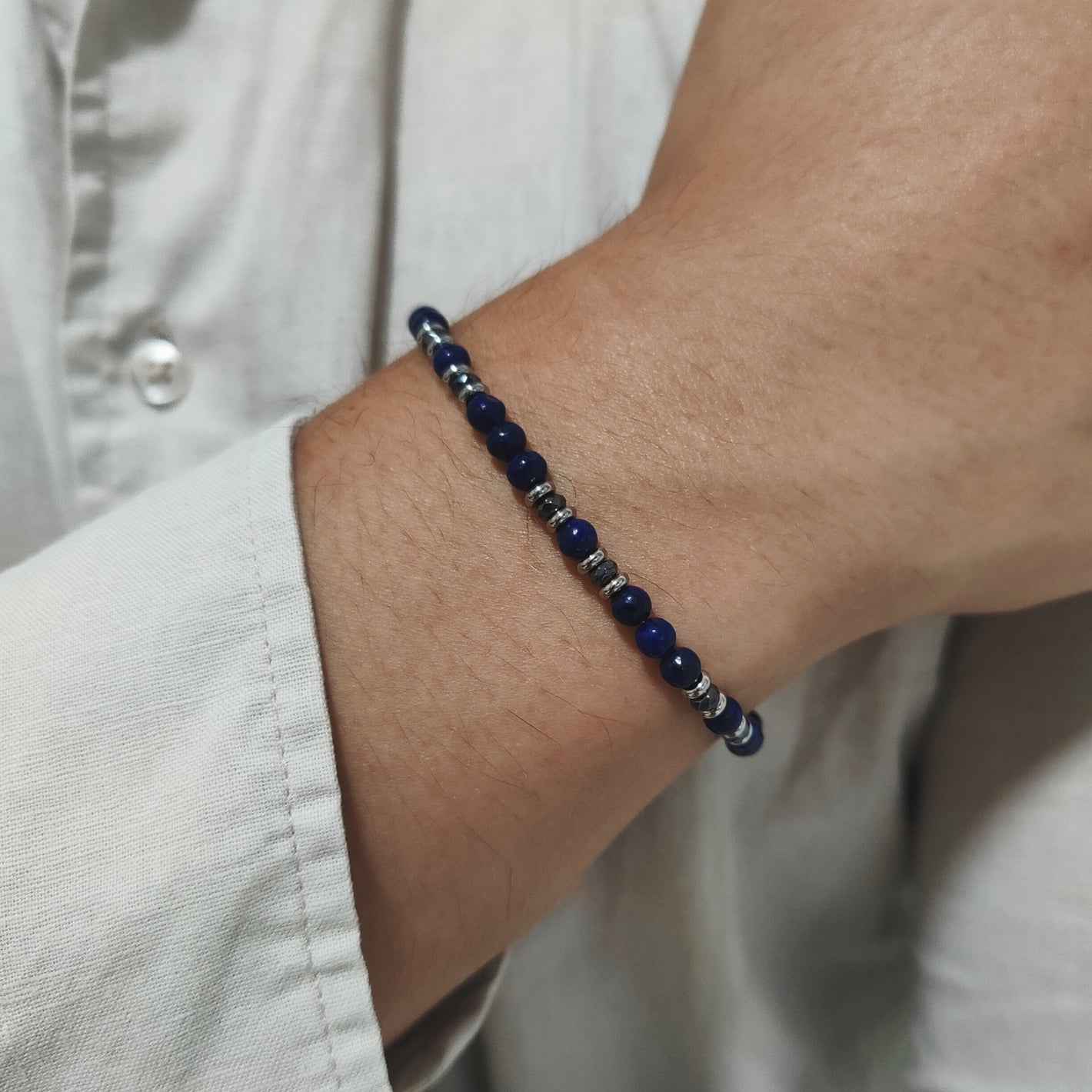Bracciale Beadline agata blu