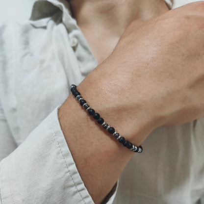 Bracciale Beadline agata nera