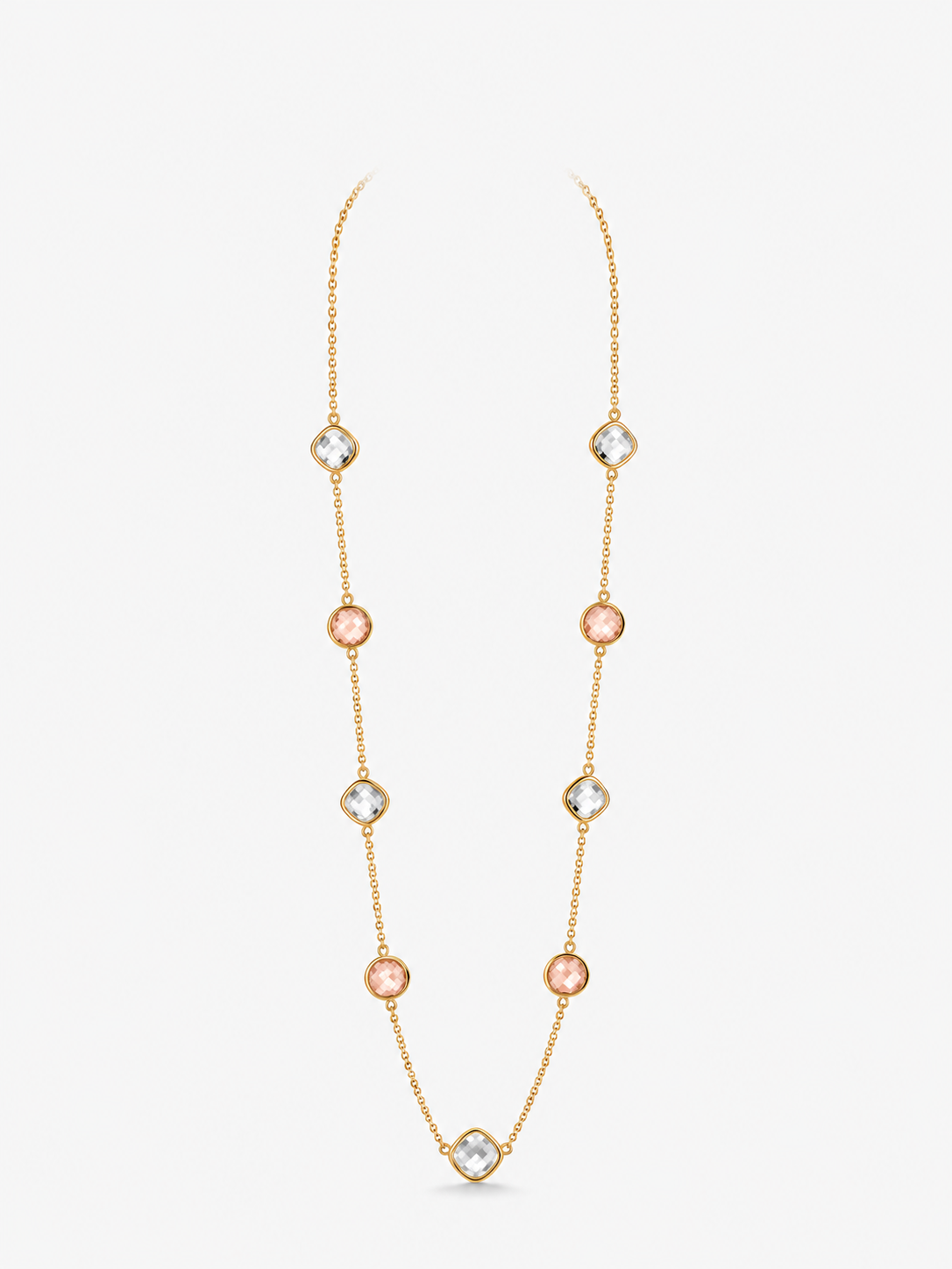 Collana Lunga Luce Nude - Finitura Dorata: vista completa su fondo bianco