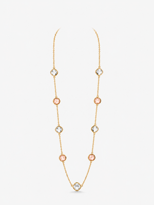 Collana Lunga Luce Nude - Finitura Dorata: vista completa su fondo bianco