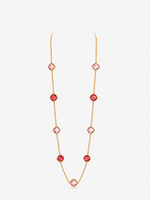 Collana Lunga Luce Rosa - Finitura Dorata: vista completa su fondo bianco