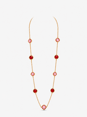 Collana Lunga Luce Rossa - Finitura Dorata: vista completa su fondo bianco
