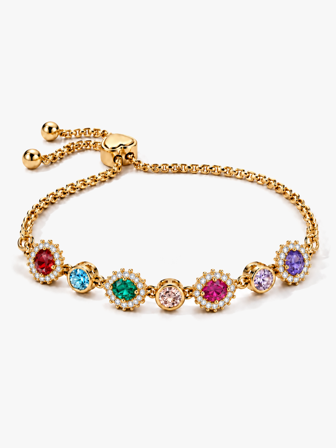 Bracciale Ovale Multicolore - Finitura Dorata - vista tridimensionale