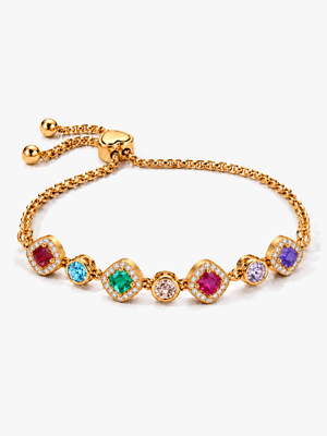 Bracciale Quadrato Multicolore - Finitura Dorata - vista tridimensionale