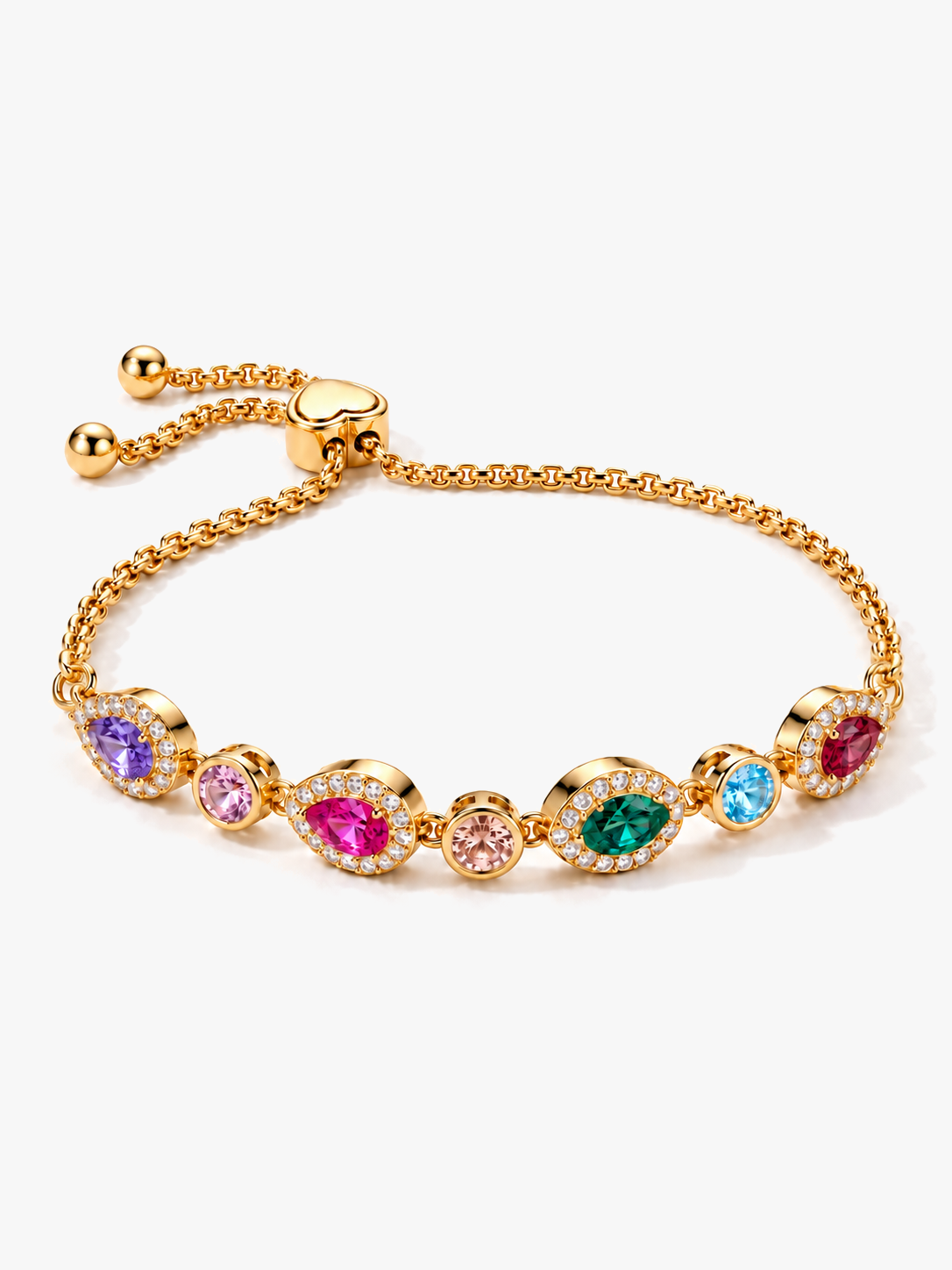 Bracciale Goccia Multicolore - Finitura Dorata - vista tridimensionale