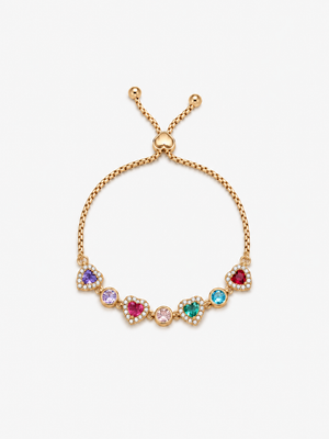 Bracciale Cuore Multicolore - Finitura Dorata