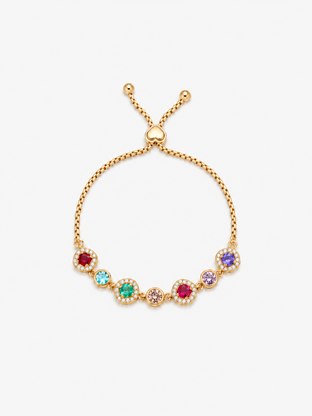 Bracciale Quadrato Multicolore - Finitura Dorata