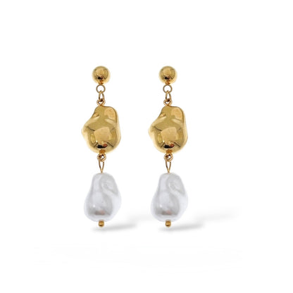 Orecchini a perle irregolari in acciaio