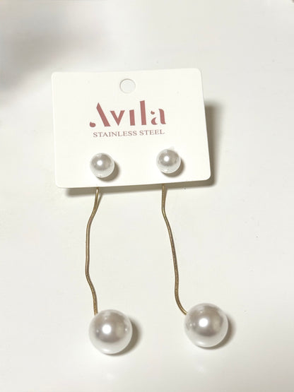 Orecchini lunghi con perle