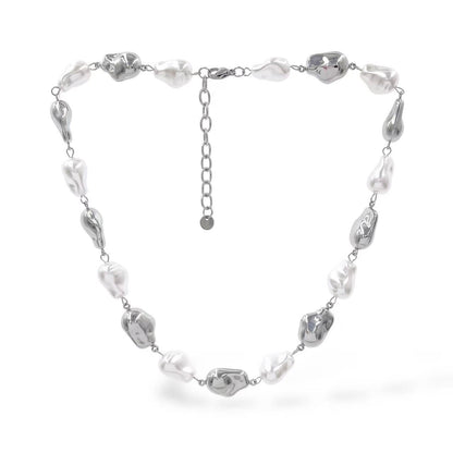 Collana a perle irregolari in acciaio