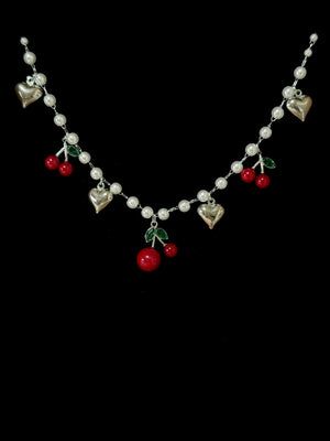 Collana catenina-perle Charms ciliegie
