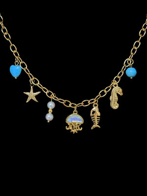 Collana motivi marini medusa estremi turchesi