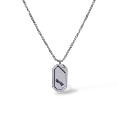 Collana placca in acciaio