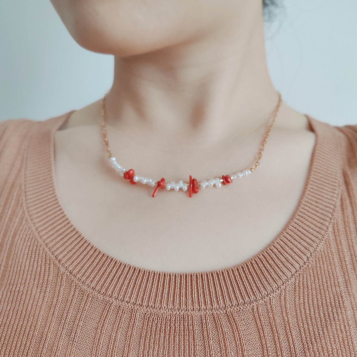 Collana spuma e corallo