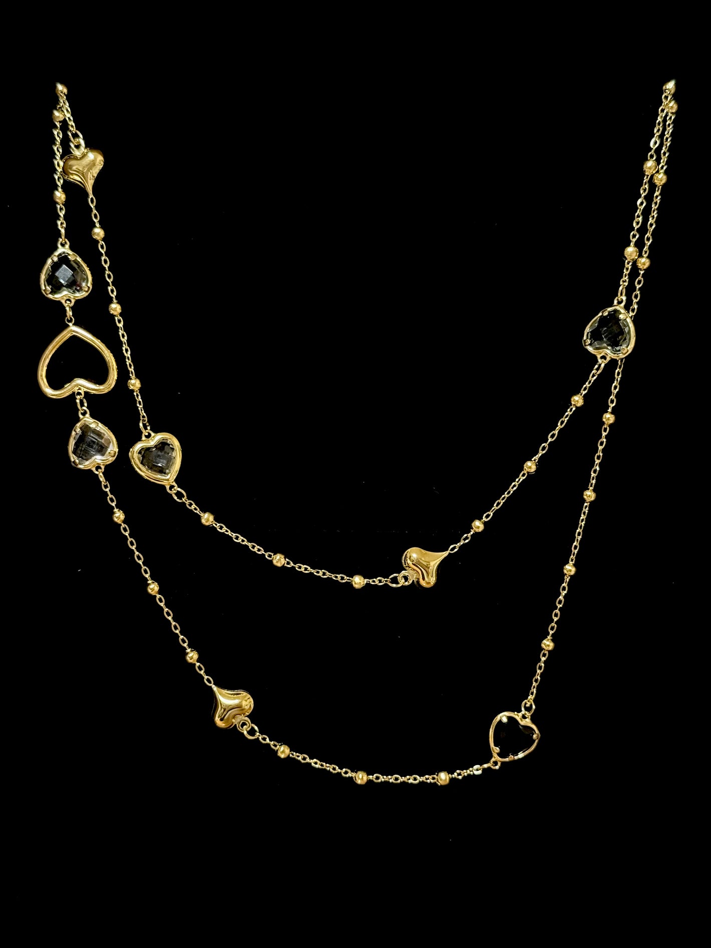 Collana cuori di vetro lunga