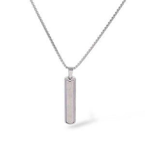 Collana placca in acciaio allungata