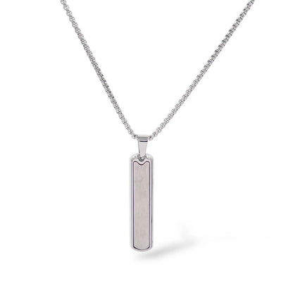 Collana placca in acciaio allungata