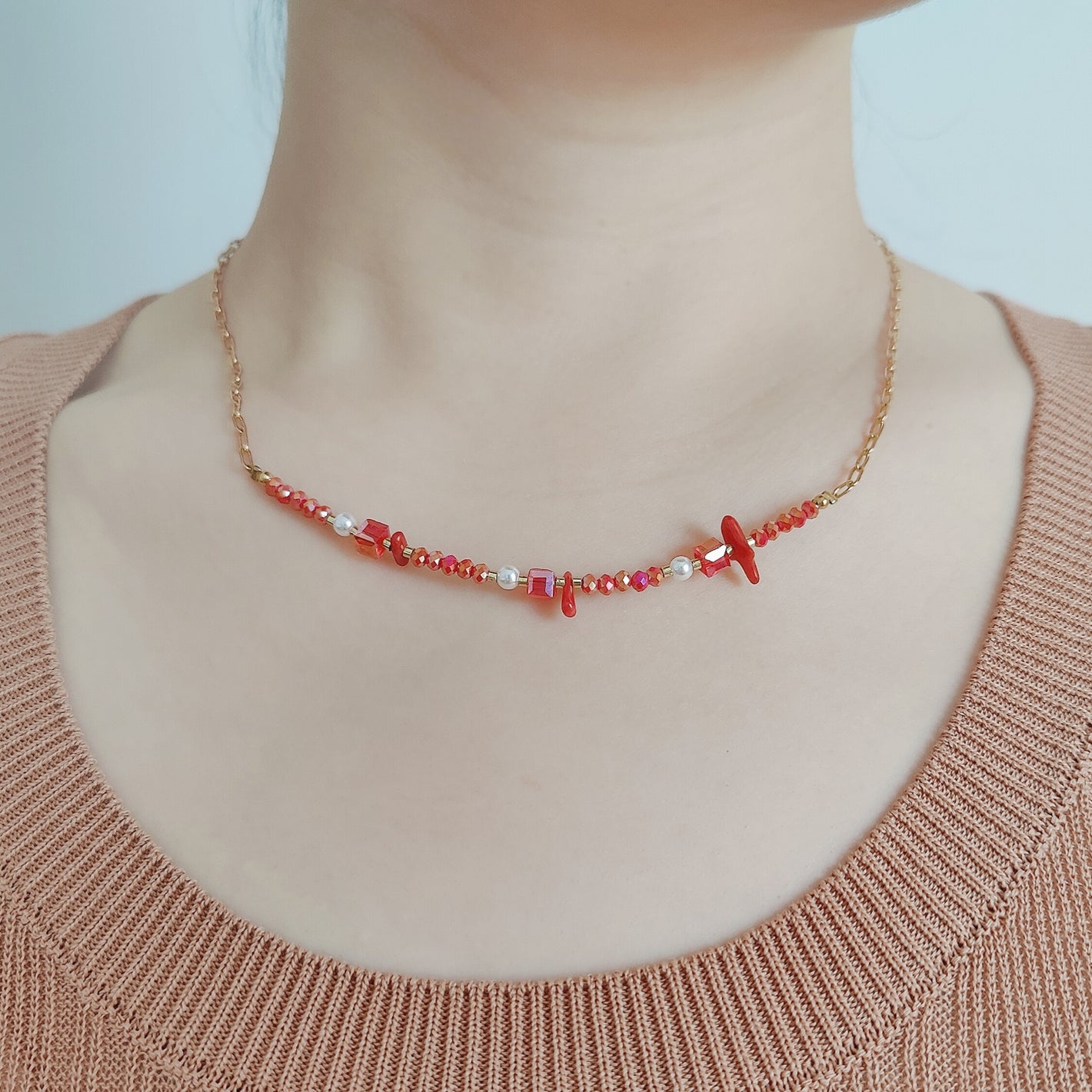 Collana con cristalli quadri