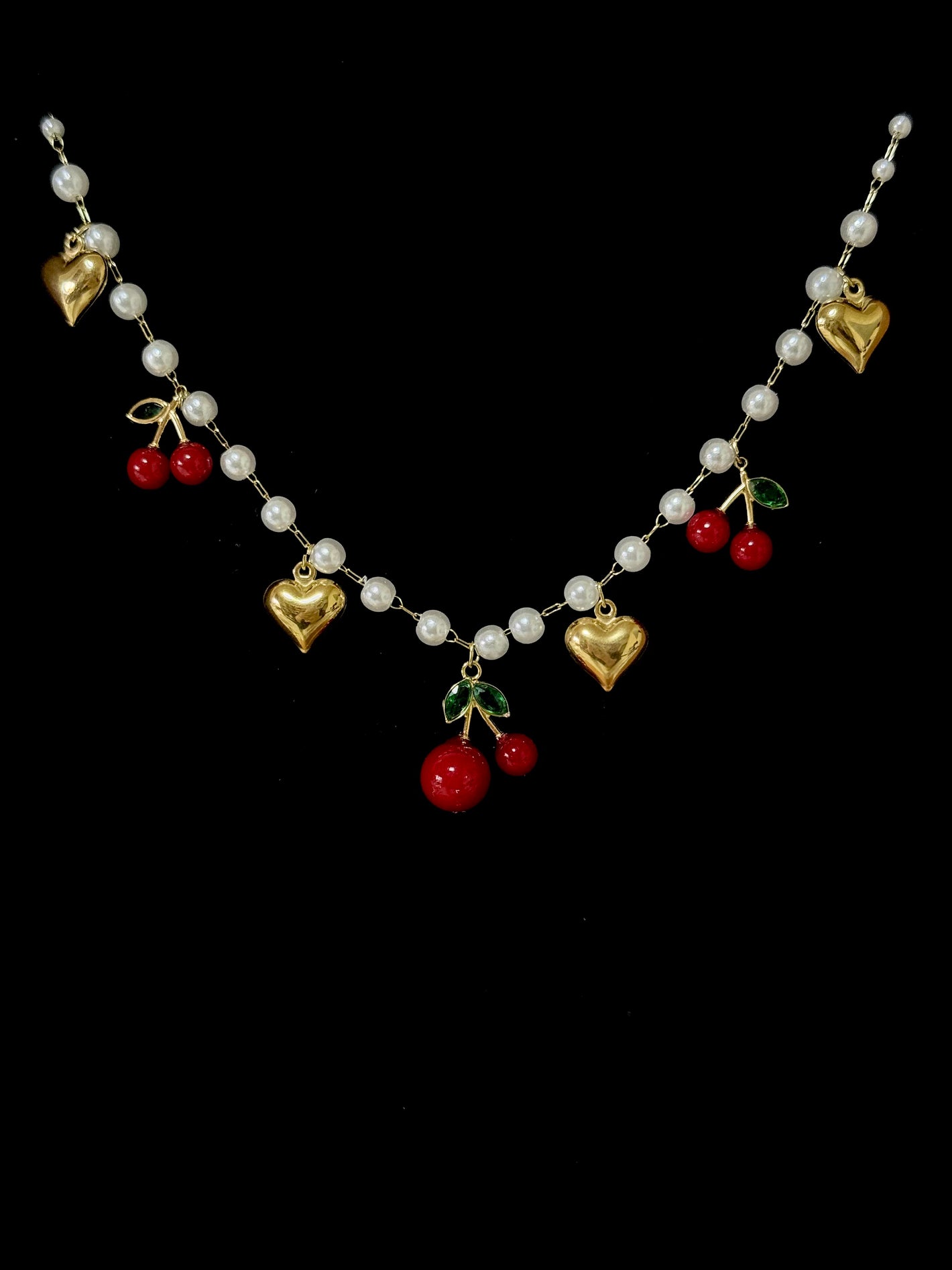 Collana catenina-perle Charms ciliegie