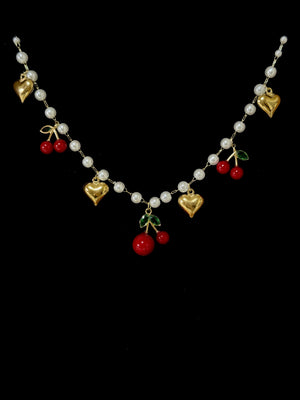 Collana catenina-perle Charms ciliegie
