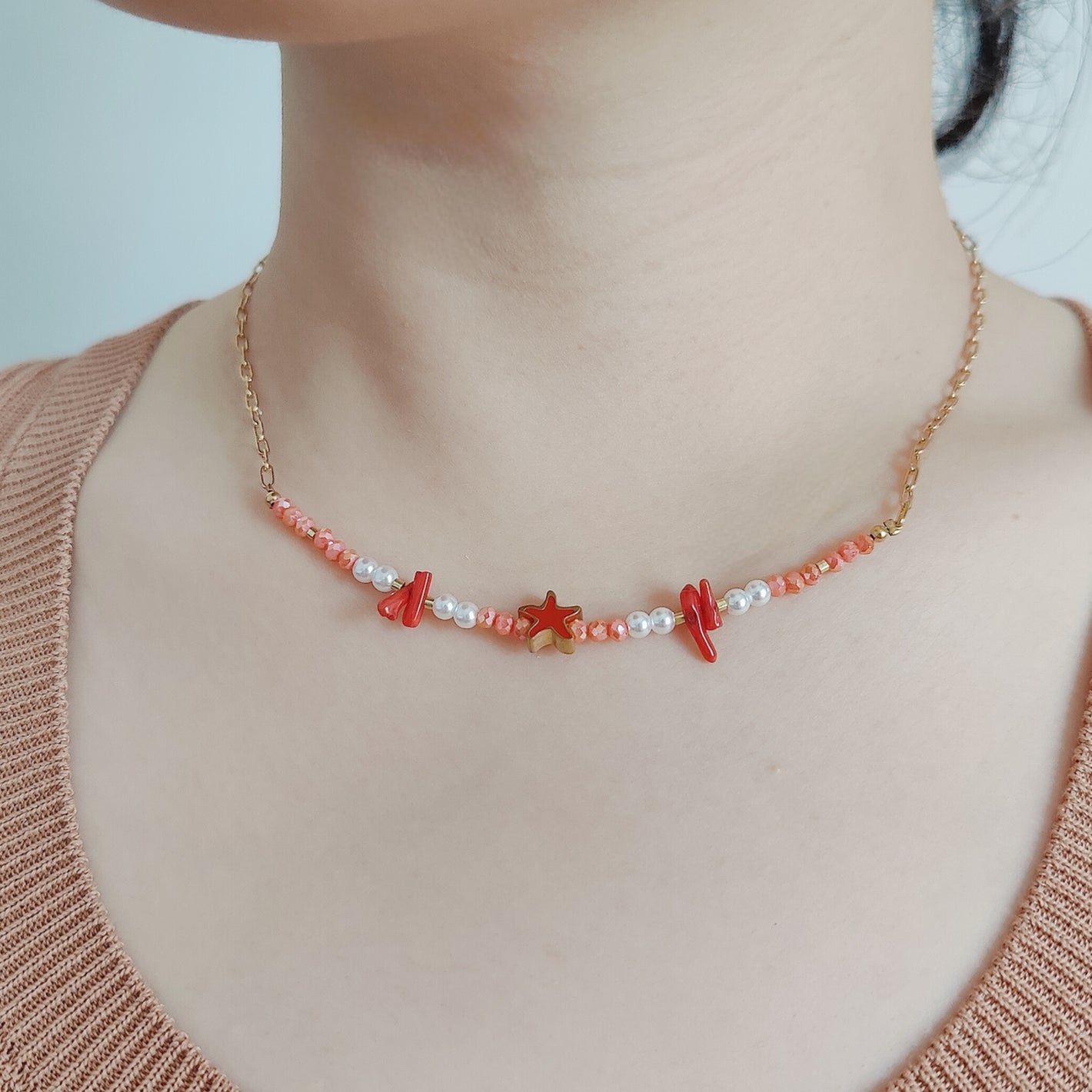 Collana stella marina rossa