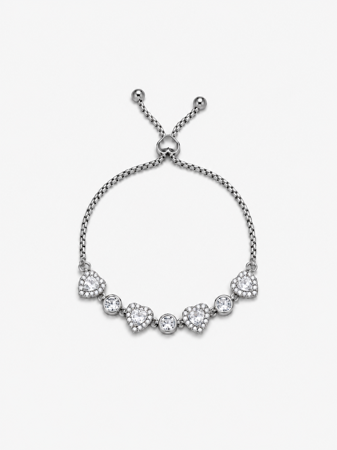 Bracciale Cuore Trasparente - Finitura Argentata