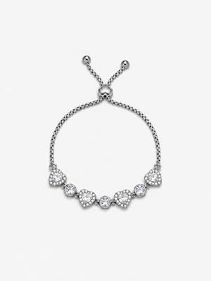 Bracciale Cuore Trasparente - Finitura Argentata