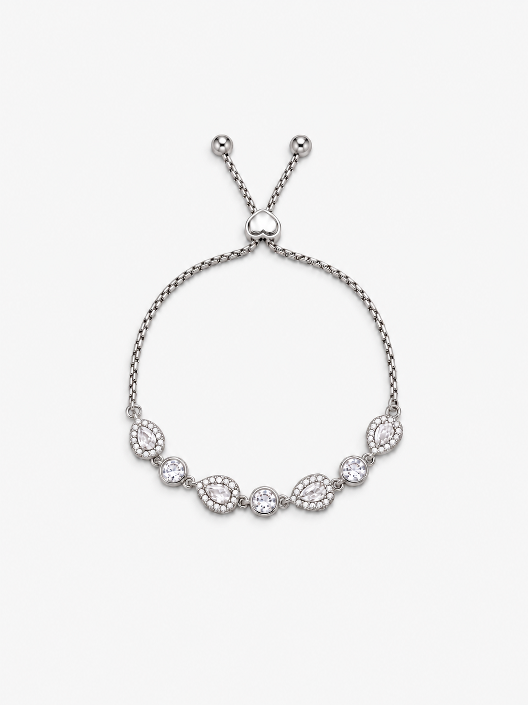 Bracciale Goccia Trasparente - Finitura Argentata