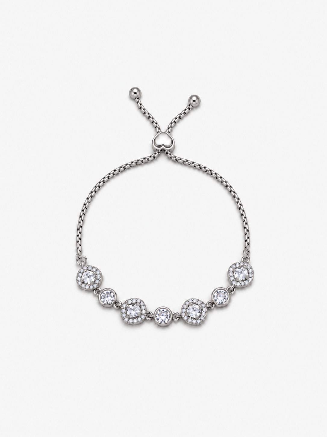 Bracciale Quadrato Trasparente - Finitura Argentata